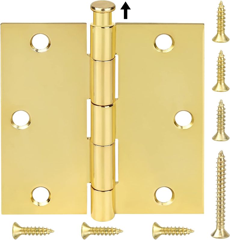 Photo 1 of TICONN 18-Pack 3.5 Inch Door Hinges with Square Corner, 3-1/2 x 3-1/2 Inch Iron Bifold Residential Doors Hardware (Square Corner, Polished Brass, 18 Pack) 18 Pack Square Polished Brass