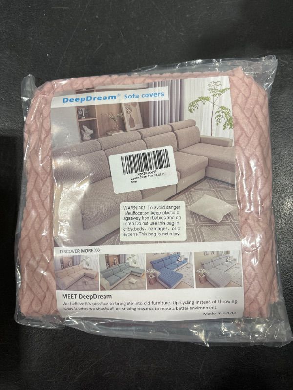 Photo 1 of Deep Dream Couch Covers for 3 Cushion Couch Sofa Stretch Sectional Couch Cover for Dogs Pet L Shaped Sofa Slipcovers, Pink Length 25-37 inches