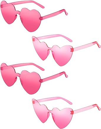 Photo 1 of Salfboy Heart Glasses for Women Rimless Cute Heart Shaped Sunglasses for Party Favors 