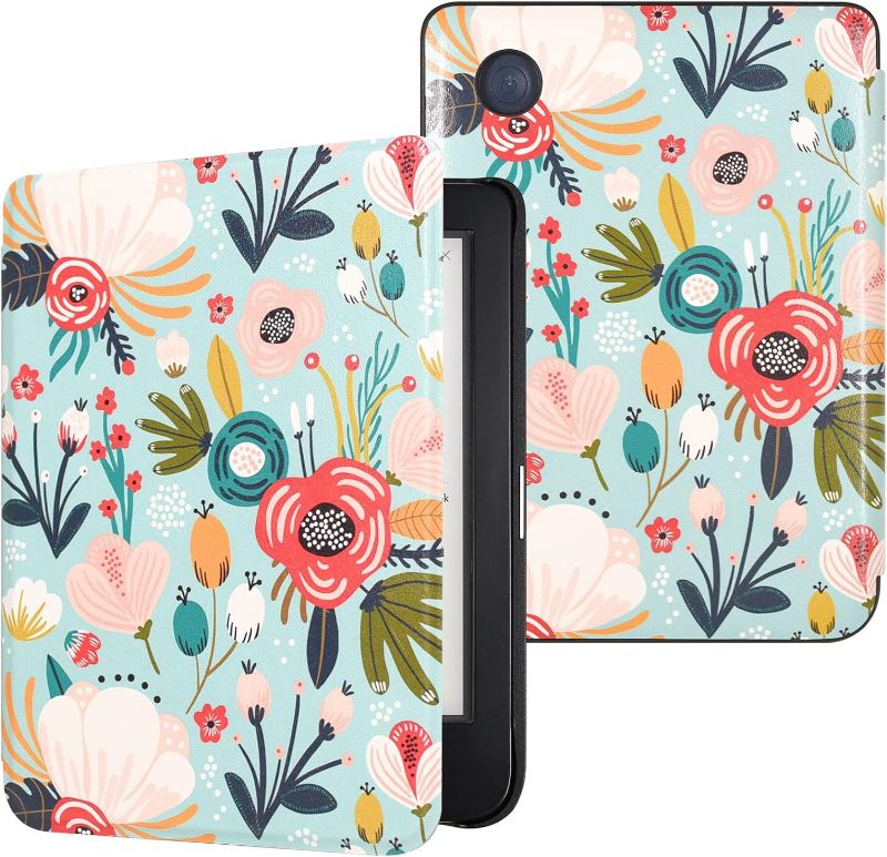 Photo 1 of DMLuna Case for Kobo Clara 2E 6" 2022 Release, Ultra Slim Lightweight Folio Premium PU Leather Protective Cover with Auto Sleep/Wake Function, Hill Flower 