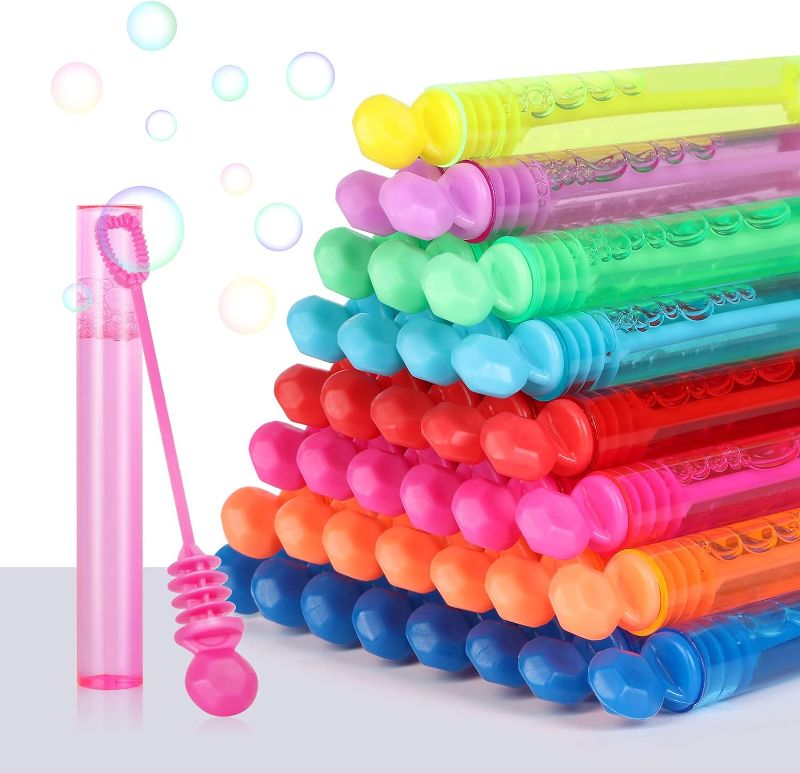 Photo 1 of BOHIYAHOO Party Favors Mini Bubble Wands Tube Bulk Toys 128piece 8colour Themed Birthday Wedding Bath Time Summer Best Gift Family Outdoor Use Safe for Boys Girls Bubble Solution Bubble Maker