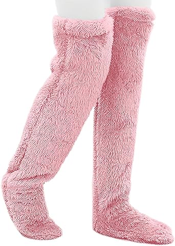 Photo 1 of DICTAMNI Over Knee High Fuzzy Socks Plush,Fuzzy Leg Warmers Over The Knee Sleeping Socks,Winter Home Sleeping Socks?Pink?