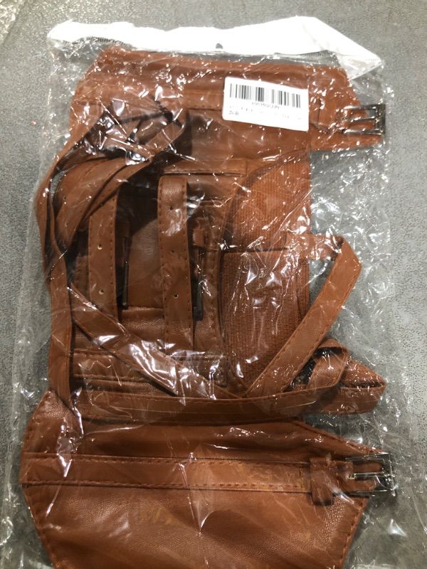 Photo 1 of AGCHW Women Fashion Faux Leather Elastic Underbust Corset Suspender Waist Belt/ brown /  large 