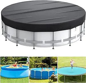 Photo 1 of Mrrihand 8 Ft Winter Pool Cover, Round Winter Pool Cover for Above Ground Pools, Hot Tub Cover with Upgrade Buckle, Rope, and Ground Nails to Enhance Stability, Waterproof and Dustproof - Black