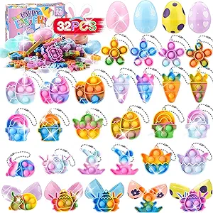 Photo 1 of 32Pcs Mini Pop Fidget Toys Prefilled Easter Eggs, Easter Eggs with Toys Inside for Kids Easter Eggs Hunt, Easter Basket Stuffers Fillers, Easter Party Favors, Easter Classroom Prize Supplies 