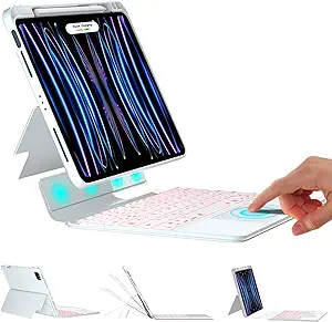 Photo 1 of Trackpad Keyboard Case for iPad Pro 11 Inch, Air 5th 4th Gen. 10.9 (Not for 10th), Wireless 7 Colors Backlit Keyboards with Touchpad, Multi-View Adjustable Slim Cover with Pencil Holder
