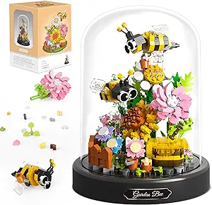 Photo 1 of QLT Flower Bouquet Building Sets, 588 PCS Animals Flowers Botanical Collection Mini Bricks Building Blocks Toy for Adults, Valentine's Day for Her Mom Women Wife Girlfriend (Bee) 
