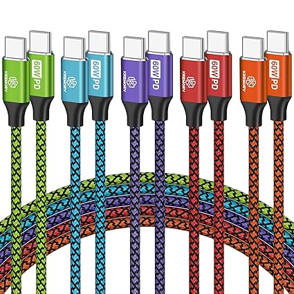 Photo 1 of KREMORV USB C Charger Cable,USB C to USB C Charging Cable 5 Pack 6ft Nylon Braided 60W Type C Charging Cable Fast Charging Cord for iPhone 15 15Pro 15Plus 15Pro Max Samsung Galaxy S20 21 22 23 