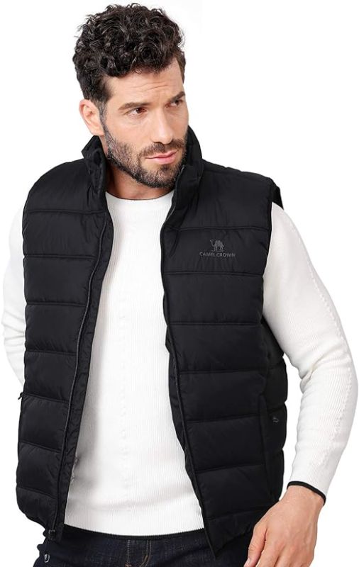 Photo 1 of CAMEL CROWN Puffer Vest Men Quilted Winter Padded Sleeveless Jackets Gilet for Casual Work Travel Outdoor - XXL
