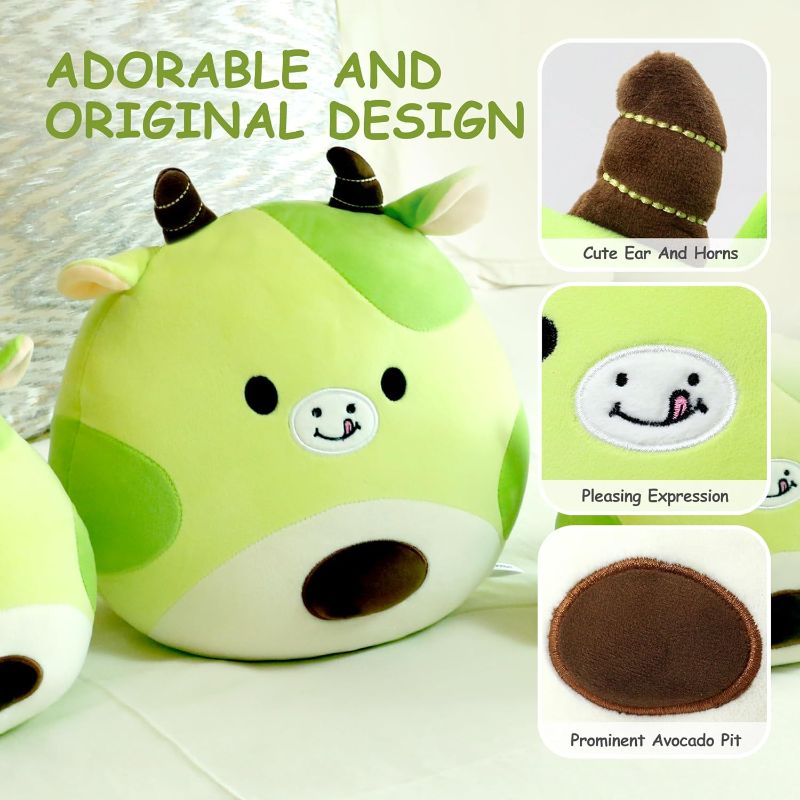 Photo 1 of Avocado Cow Plush Toy Pillow Cute Stuffed Animal Soft Plushie Decor for Kids Boys Girls Green 12 inch
