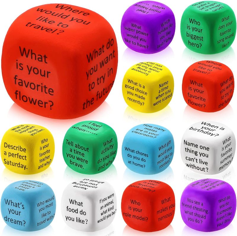 Photo 1 of 6 Pcs Jumbo Large Inflatable Dice Conversation Cube Classroom Activites 11.8 Inch Inflatable Large Dice 