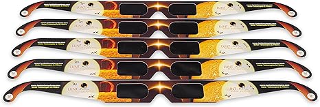 Photo 1 of LUNT SOLAR 5 Pack Premium Eclipse Glasses, AAS Approved 2024 Solar Glasses, CE and ISO Certified, HD Film, Crisp Solar Image