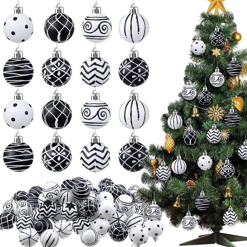 Photo 1 of 84 Pcs Christmas Tree Ornaments Red and White Ball Ornaments Bulk, Xmas Hanging Candy Ornaments Swirl Lollipop Ornament Candy Cane Decorations for Christmas Tree Party Decor Kids Gift (Cool Style)