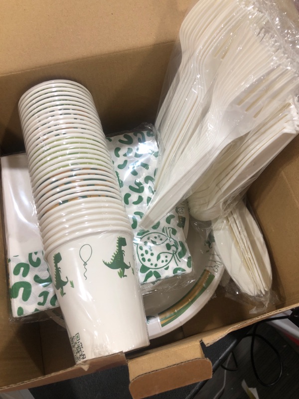 Photo 2 of 212pcs Wild Animal Party Decorations 30 Guests, Zoo Pals Paper Plates Cups Napkins TrashBag T-Rex Dinosaur Zebra Giraffe Leopard Party Supplies + Kids Activities for Jungle theme Birthday Decorations 30 Animal Stripes with doodles