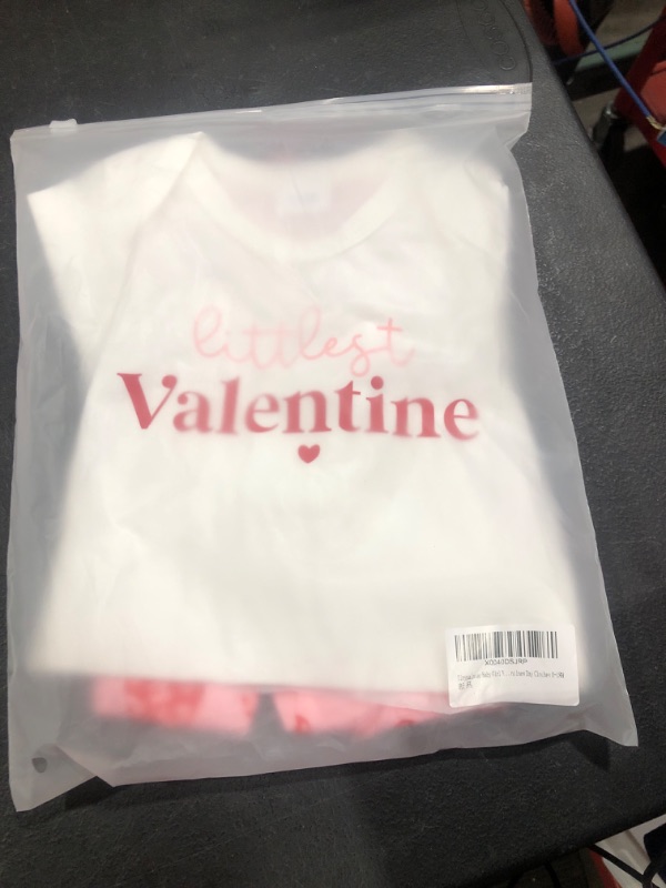 Photo 1 of Baby Girl Valentines Day Outfit Letter Romper+Love Heart Bell Buttoms Pants First Valentines Day Clothes 0-3 Months Littlest Valentine