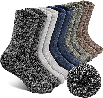 Photo 1 of EXCELLENT THERMAL Wool Socks Mens, Winter Thermal Socks for Men, Soft Crew Hiking Socks Warm Mens Socks fit US 7-13(5 Pairs) 