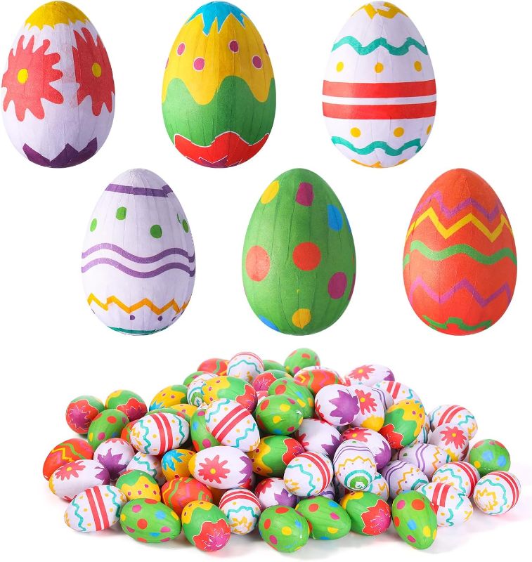 Photo 1 of 120 Pcs 2.36" Foam Easter Egg for Crafts Small Easter Eggs Artificial Foam Easter Decor for Easter Holiday Game Activities Photo Props Home Supplies(Wave Style)
