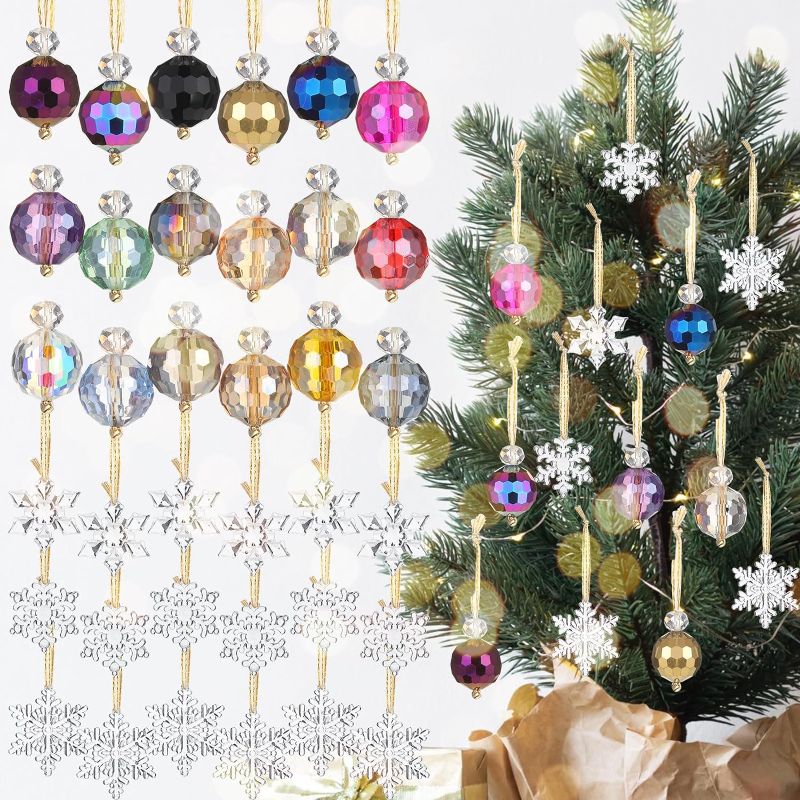 Photo 1 of 36 Pcs Multicolor Christmas Crystal Ball Ornaments Mini Iridescent Christmas Tree Ornaments Acrylic Hanging Prism Snowflake Crystal Xmas Tree Decorations(Assorted)
