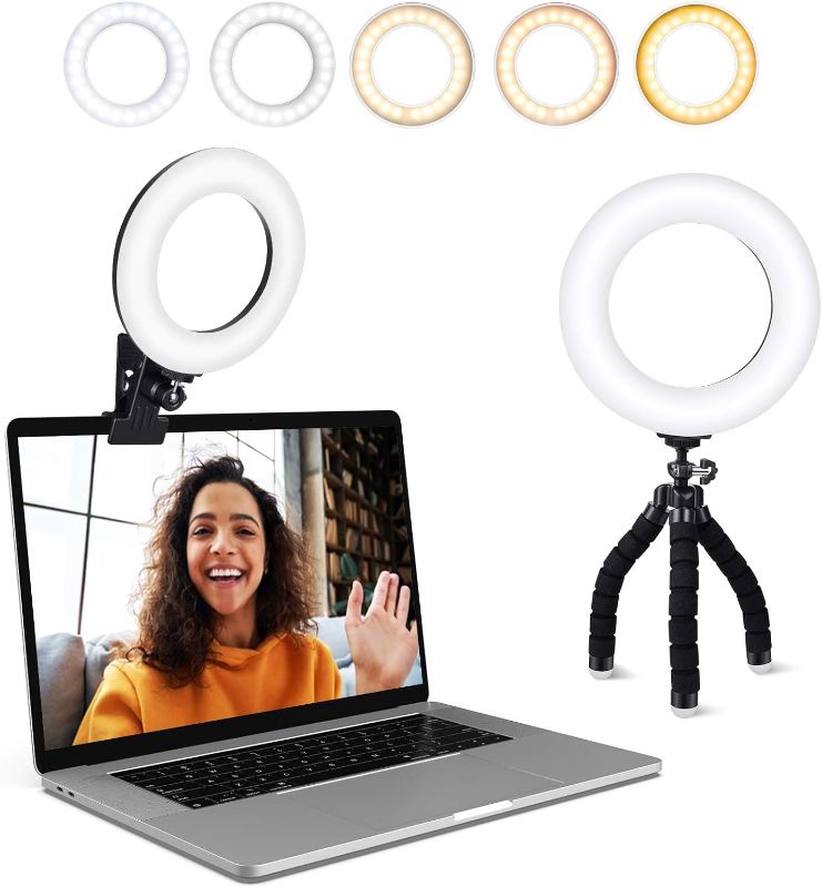 Photo 1 of Video Conference Lighting Kit, Ring Light Clip on Laptop Monitor with 5 Dimmable Color & 5 Brightness Level for Webcam Lighting/Zoom Lighting/Remote Working/Self Broadcasting and Live Streaming, etc

