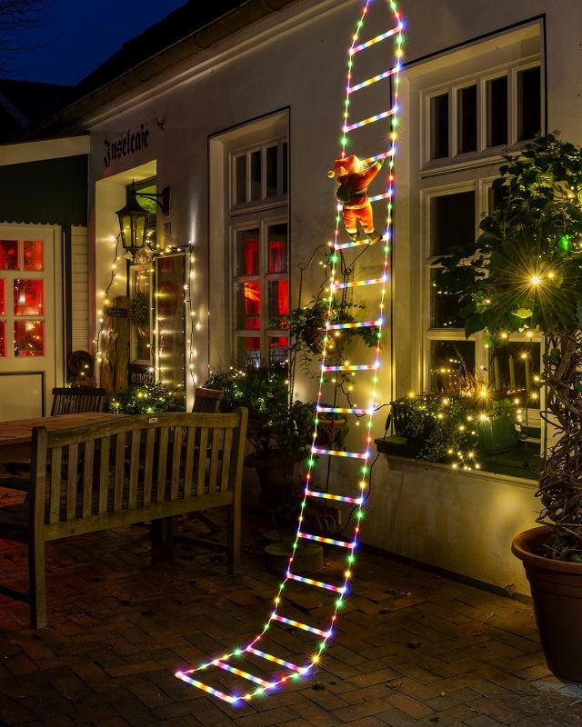 Photo 1 of  LED Christmas Lights - 10ft Christmas Decorative Ladder Lights with Santa Claus, Christmas Decorations Lights for Indoor Outdoor, Window, Garden, Home, Wall, Xmas Tree Decor (Multicolor)