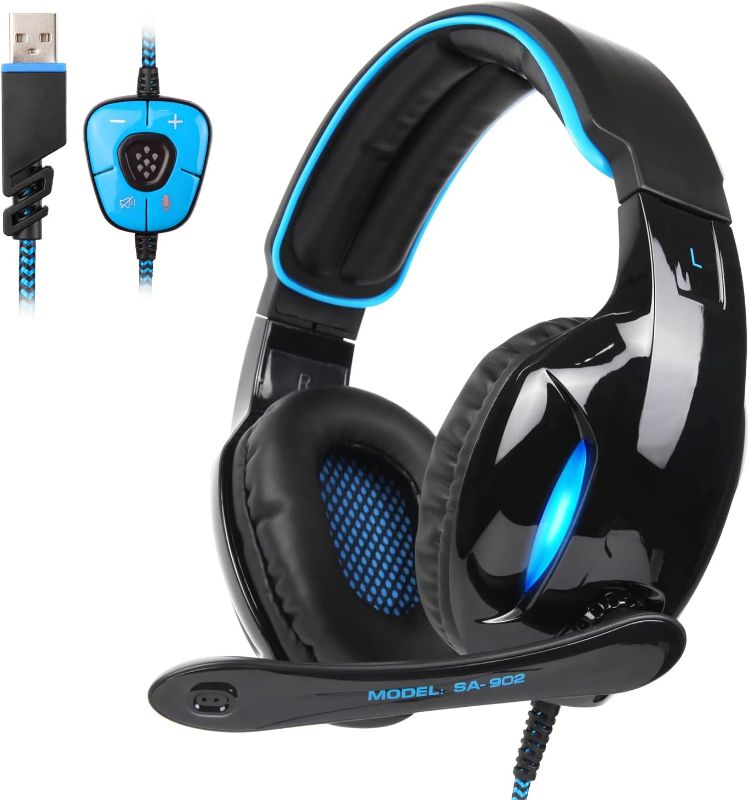 Photo 1 of SA902 7.1 USB Surround Sound PC Headsets Over-Ear Gaming Headphones with Microphone LED Light