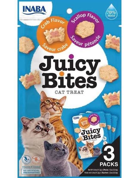 Photo 1 of 2 PACK Inaba Juicy Bites Cat Treat Scallop and Crab Flavor EXP 05/06/2024