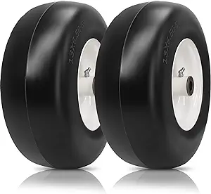 Photo 1 of 13x6.50-6" Lawn Mower Solid Smooth Tire and Wheel with 3/4" Bushing,5.5"Centered Hub, Zero Turn Mower Front Tire Assembly Compatible with Lawn Mower Garden Tractor 