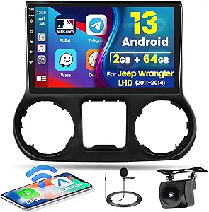 Photo 1 of 10.1 Inch Android 13 Car Stereo for Jeep Wrangler Radio 2011 2012 2013 2014 with Wireless Apple Carplay Android Auto, 2G+64G Car Radio Bluetooth, GPS Navi, WiFi, Mirror Link, HiFi, SWC, Backup Cam 
