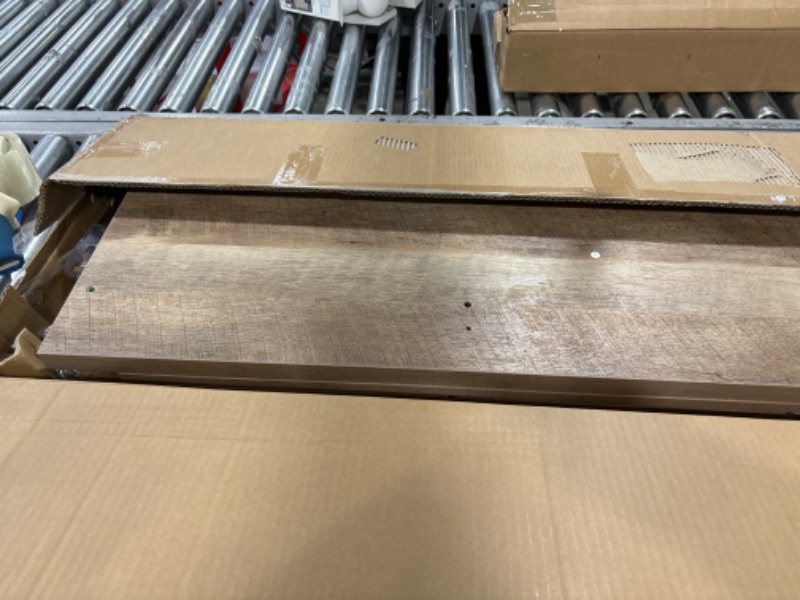 Photo 1 of FATORRI Shoe Bench Entryway with Storage, Industrial Wood and Metal Hallway Benches with Adjustable Shelves, Rustic Entry Way Bench for Living Room Bedroom (47.24 Inch Long, Rustic Oak)