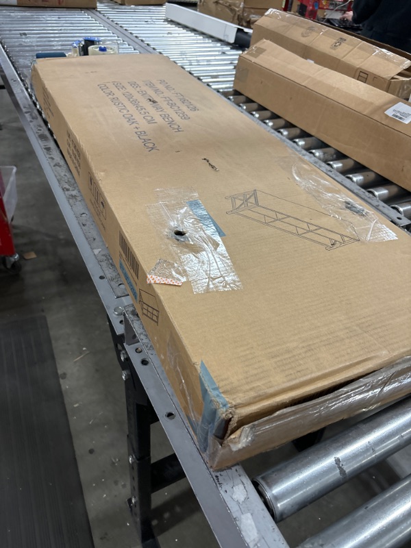 Photo 1 of FATORRI Shoe Bench Entryway with Storage, Industrial Wood and Metal Hallway Benches with Adjustable Shelves, Rustic Entry Way Bench for Living Room Bedroom (47.24 Inch Long, Rustic Oak)