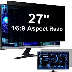 Photo 1 of [2 Pack] Computer Privacy Screen 27 Inch for 16:9 Widescreen Monitor, Removable Eye Protection Anti Glare Blue Light Filter, Anti Scratch Computer Monitor Privacy Shield 27 In 