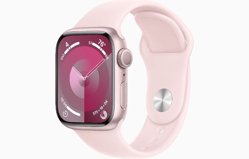 Photo 1 of Apple Watch Series 9 [GPS 41mm] Smartwatch with Pink Aluminum Case with Pink Sport Loop. Fitness Tracker, Blood Oxygen & ECG Apps, Always-On Retina Display, Carbon Neutral
