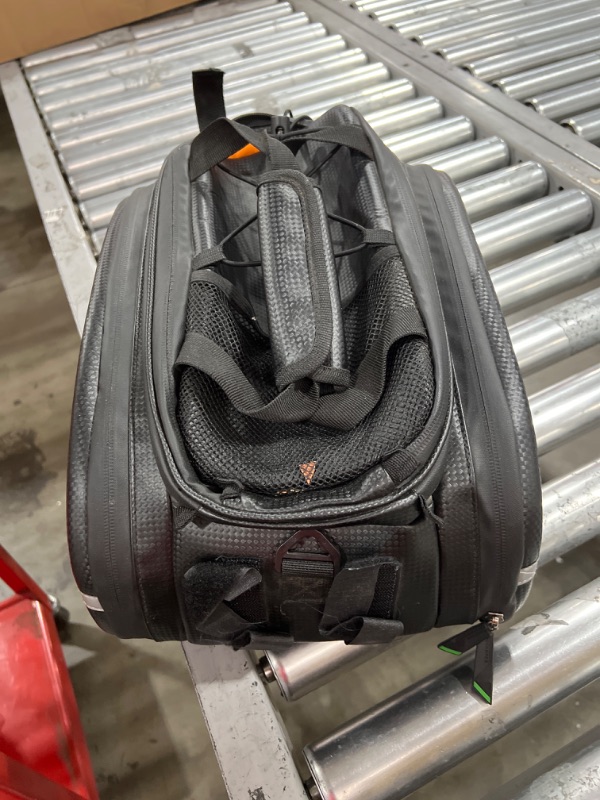 Photo 1 of Himiway Bike Rear Rack Bag 10L Maximum 35L Large Capacity Bike Trunk Travel Bag Waterproof Carbon Leather Bicycle Expandable Shoulder Bag Rear Seat Cargo Bag for Traveling, Camping and Outdoor pannier (3 in 1) upgrade