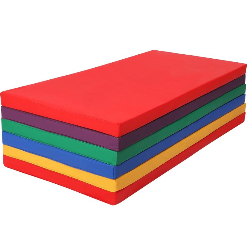 Photo 1 of 6 Pcs Kids Rest Mats with Name Badge Holder 2 Inch Thick Portable Toddler Bed Sleeping/Nap Floor Mats for Daycare Kindergarten Preschool (Colorful)
