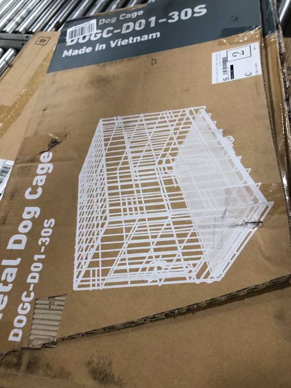 Photo 1 of Sweetcrispy Medium Dog Crate with Divider Panel, 30 Inch Double Door Folding Metal Wire Dog Cage with Plastic Leak-Proof Pan Tray, Pet Kennel for Indoor, Outdoor, Travel 30.31"L x 17.91"W x 19.49"H