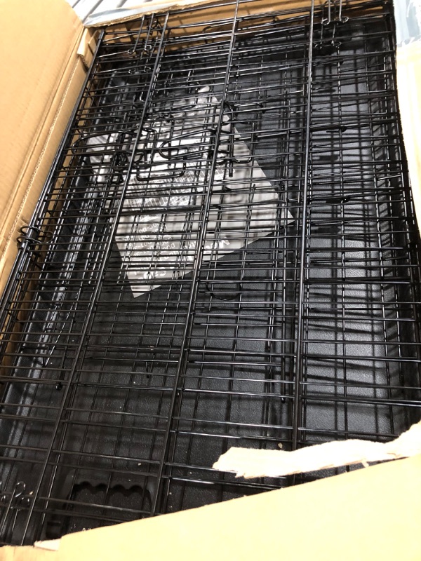 Photo 1 of Sweetcrispy Medium Dog Crate with Divider Panel, 30 Inch Double Door Folding Metal Wire Dog Cage with Plastic Leak-Proof Pan Tray, Pet Kennel for Indoor, Outdoor, Travel 30.31"L x 17.91"W x 19.49"H