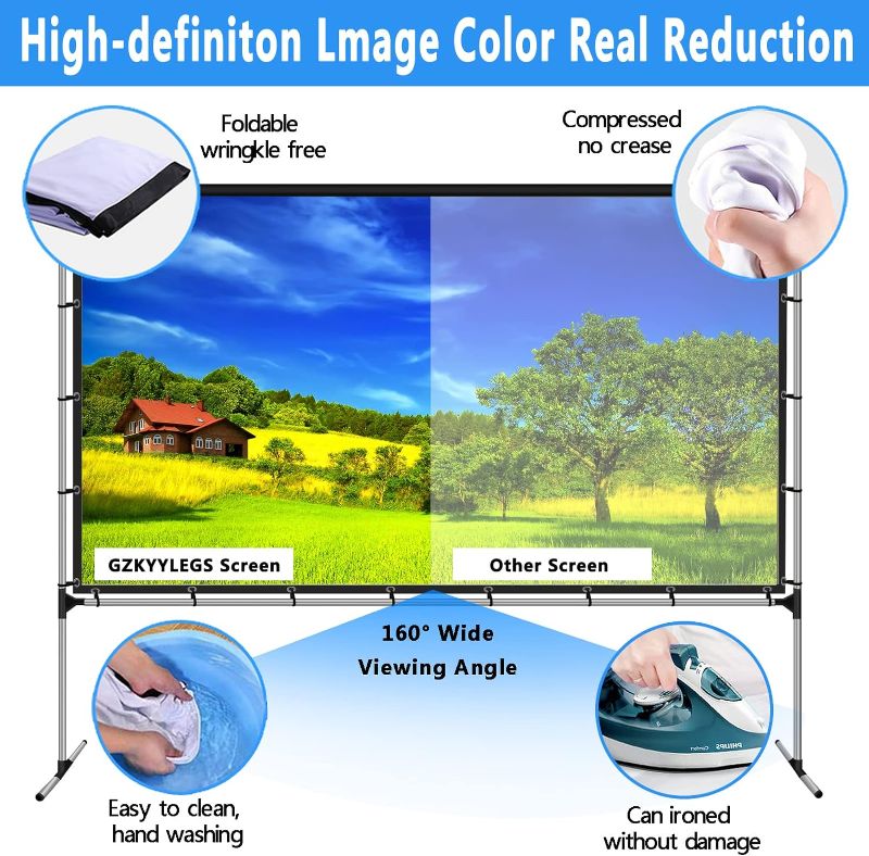 Photo 1 of Projector Screen with Stand 120 Inch Foldable Portable Movie Screen