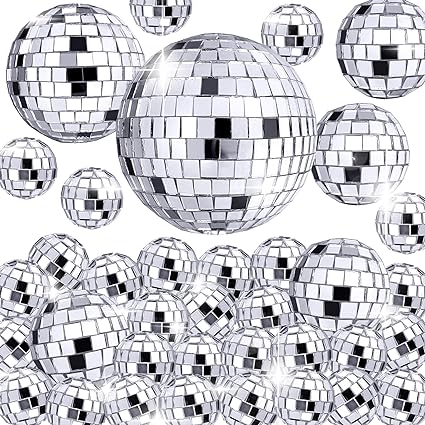Photo 1 of 36 Pieces Disco Ball Cake Toppers Silver Disco Balls Cake Decoration Disco Ball Centerpiece Decor 70s Disco Theme Cake Decoration for 70s 80s Disco Music Dance Themed Party Decorations Supplies