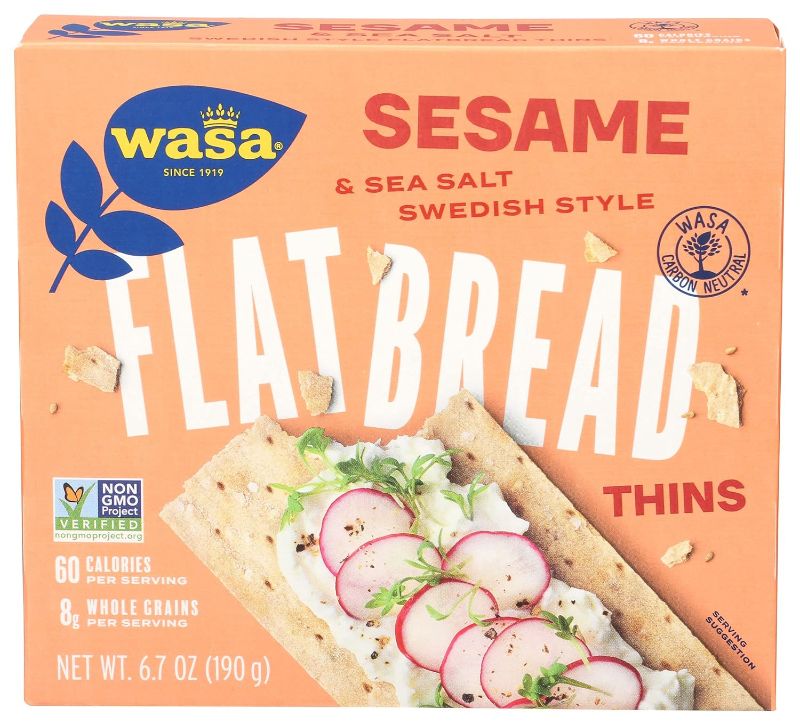 Photo 1 of Wasa Flatbread Thins Crackers, Sesame and Sea Salt, 6.7 Ounce