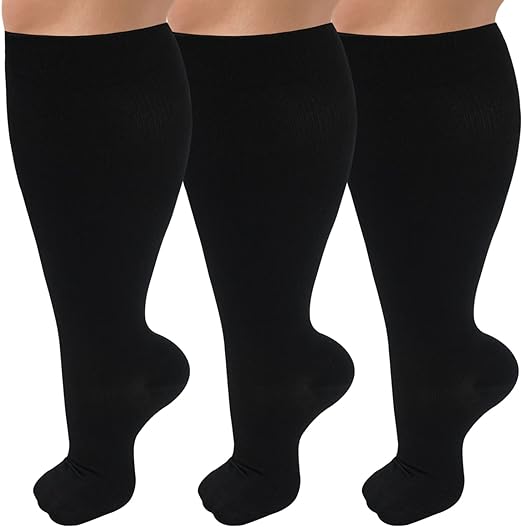 Photo 1 of [Size 4XL] Wide Calf Compression Socks- Black