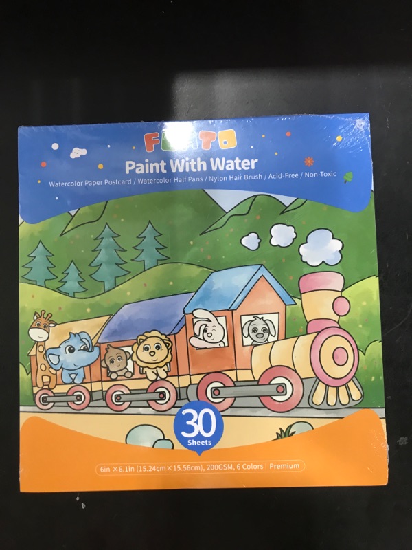 Photo 2 of Funto Paint with Water Books, Paint and Postcards for Creative Kids with Embedded Watercolor Half Pans, Watercolor Coloring Books Postcards for Toddlers, Art Craft Gift for Kids