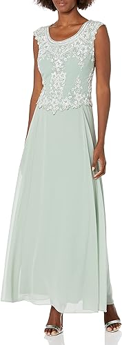 Photo 1 of [Size 8] J Kara Women's Cap Sleeve Long Beaded Dress Celadon