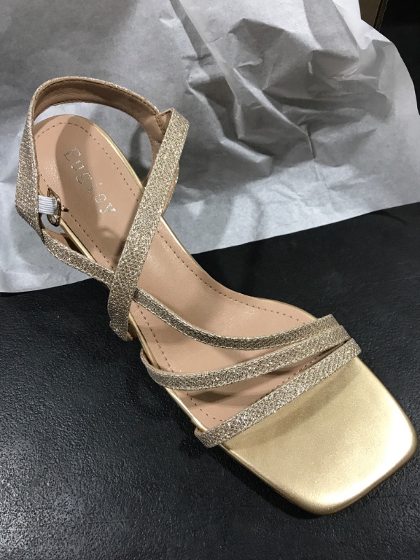 Photo 1 of [Size 10] Women's Low Heel Sandals Silver Strappy Open Toe Dress Shoes