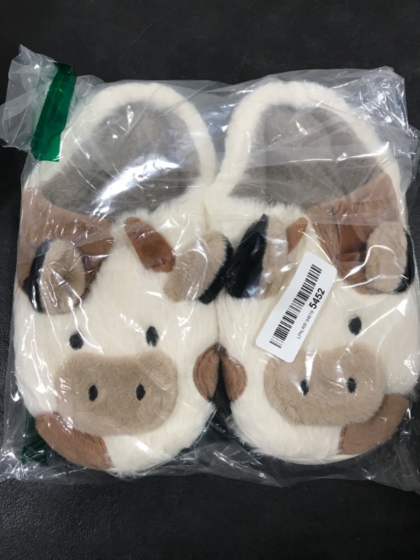 Photo 2 of [Size 9] Womens Slippers Animal Cow Furry Foot Pals Kawaii Warm Cozy Non-Skid Plush Floor Slippers Socks

