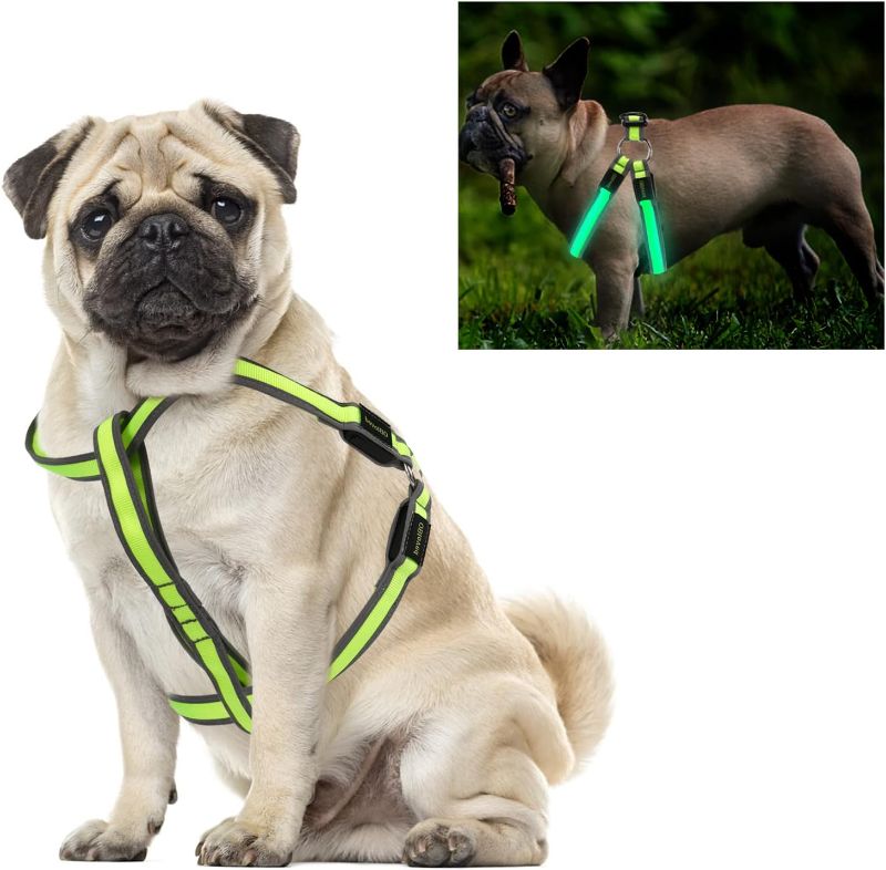 Photo 1 of Dog Harness, Pet Harness, Adjustable Dog Vest, Reflective Dog Harness, Breathable Flashing Dog Harness (Medium)
