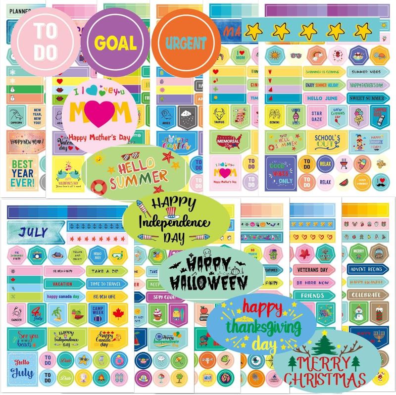 Photo 1 of Calendar Stickers for Kids and Adults, Planner Stickers Personalizing Journal, Planner, or Scrapbook, Happy Planner Stickers for Daily and Monthly Planning 480pcs
