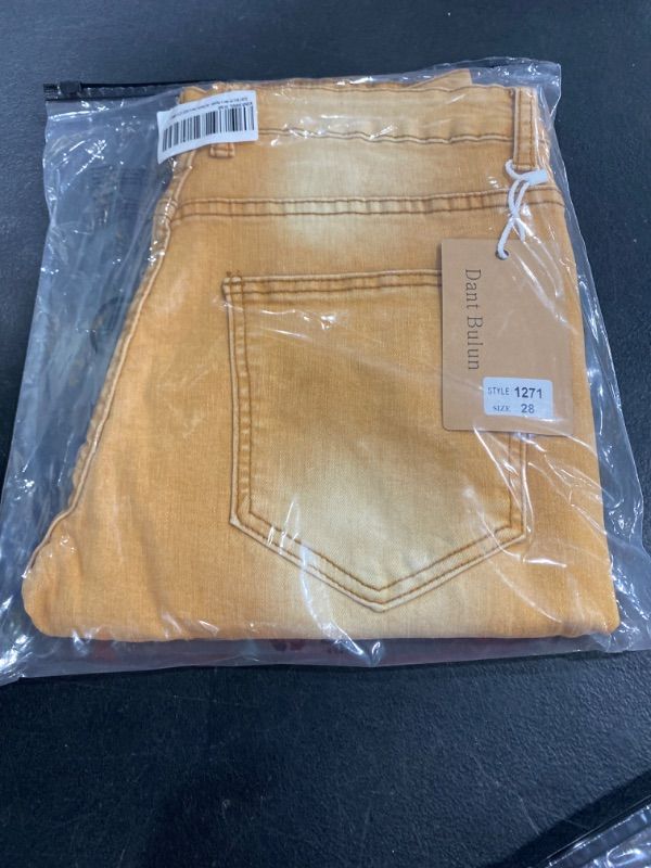 Photo 1 of DANT BULUN Men's Ripped Distressed Destroyed Slim Fit Straight Leg Denim Jeans- SIZE 28
