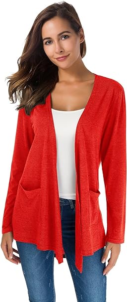 Photo 1 of Cardigans for Women Loose Casual Long Sleeved Open Front Breathable Cardigans with Pockets --- SIZE XXL