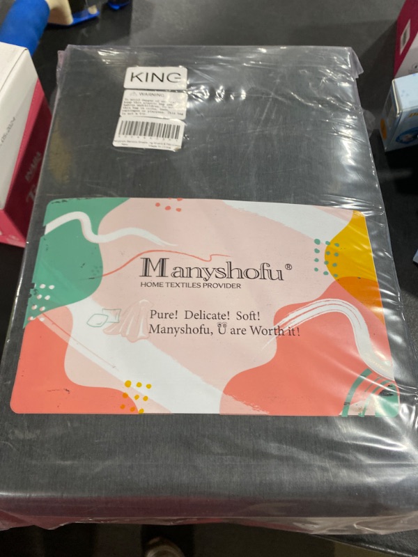 Photo 2 of Manyshofu Sheets King Size Bed Sheets - 6 Piece Cooling Sheets Silky Black King Sheet Set - Breathable Luxury Bedding Sheets & Pillowcases
