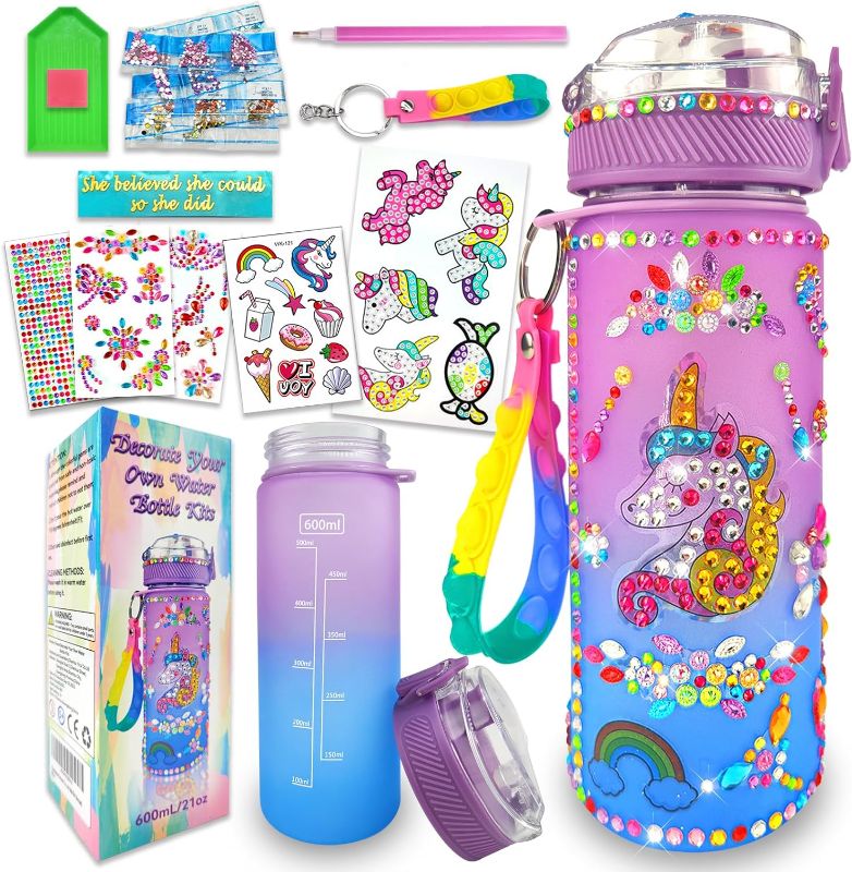 Photo 1 of EDsportshouse Decorate Your Own Water Bottle Kits for Girls Age 4-6-8-10,Unicorn Painting Crafts,Fun Arts and Crafts Gifts Toys for Girls Birthday Christmas(Unicorn)

